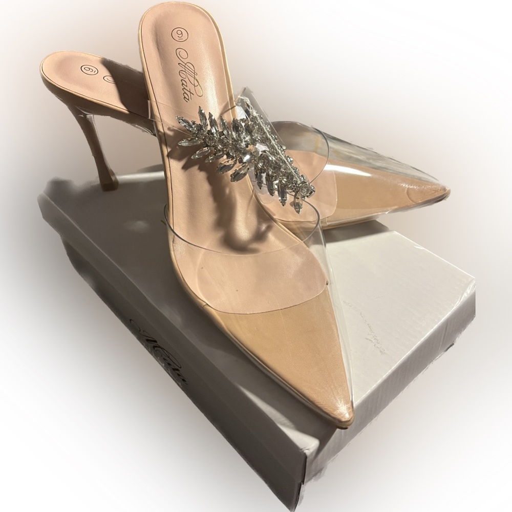 Clear and rhinestone heels